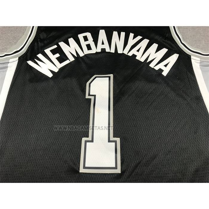 Camiseta San Antonio Spurs Victor Wembanyama NO 1 Icon 2022-23 Negro